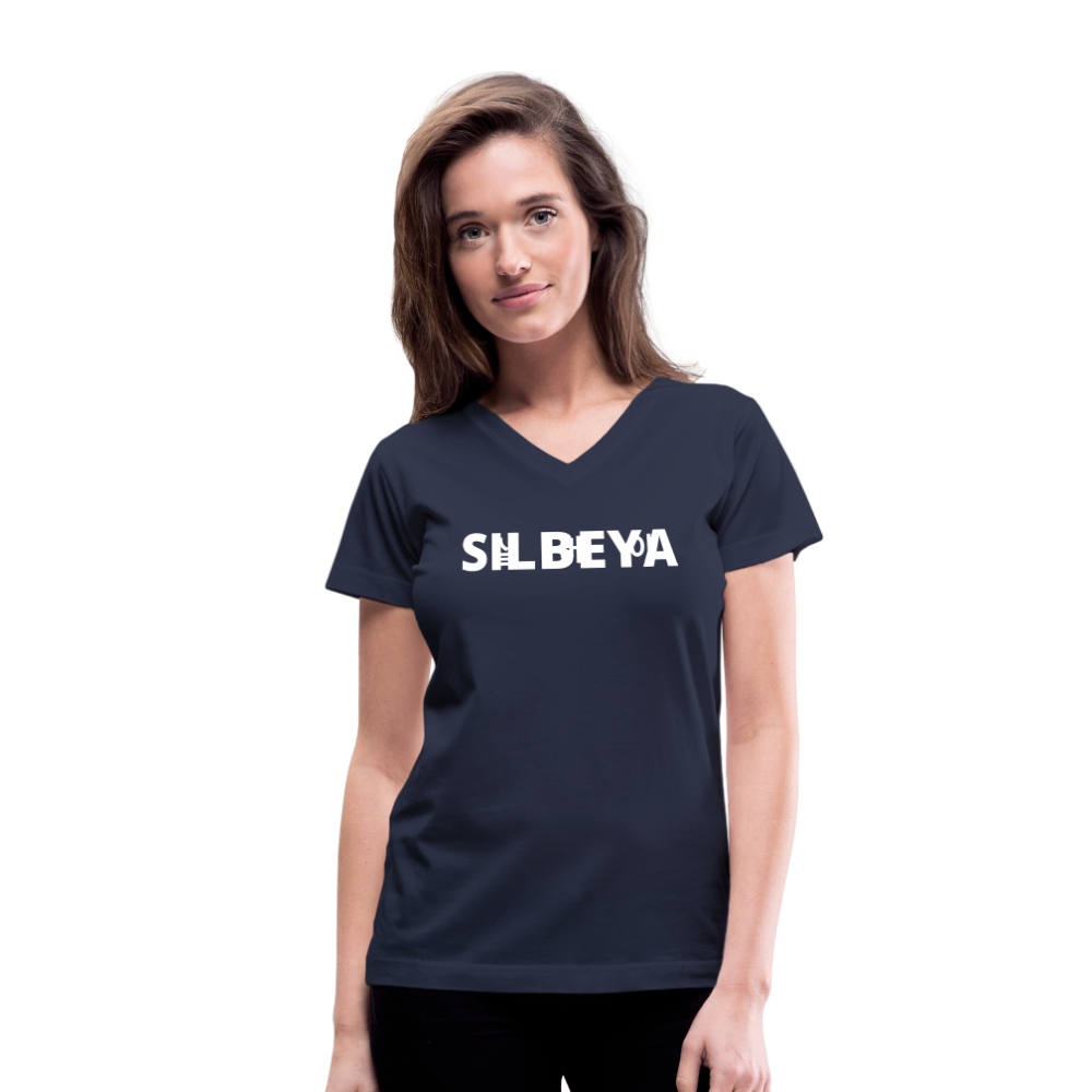 SILBEYA TRAILBLAZER | Women V-Neck Cotton T-Shirt Navy | TSWVNCTSNVYL2 - navy