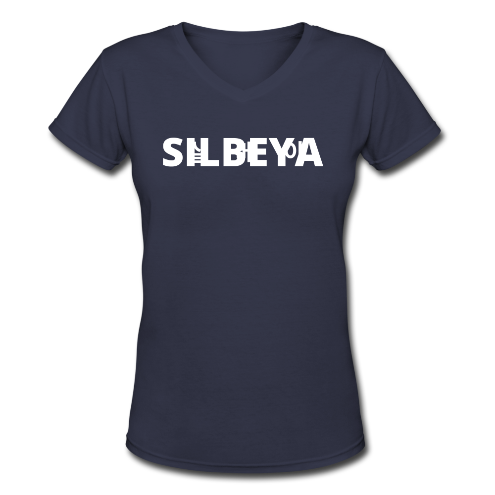 SILBEYA TRAILBLAZER | Women V-Neck Cotton T-Shirt Navy | TSWVNCTSNVYL2 - navy