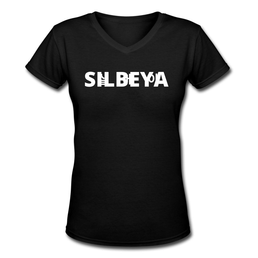 SILBEYA TRAILBLAZER | Women V-Neck Cotton T-Shirt Black | TSWVNCTSBLKL2 - black