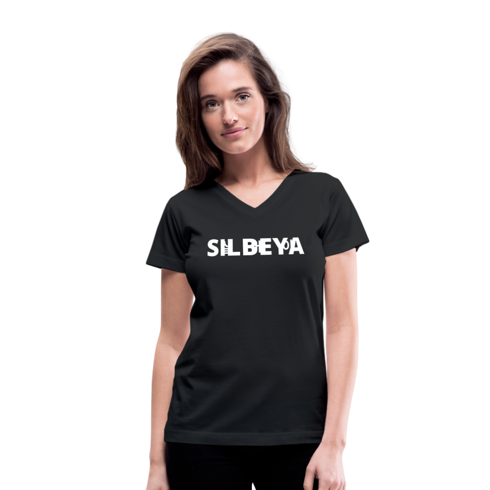 SILBEYA TRAILBLAZER | Women V-Neck Cotton T-Shirt Black | TSWVNCTSBLKL2 - black