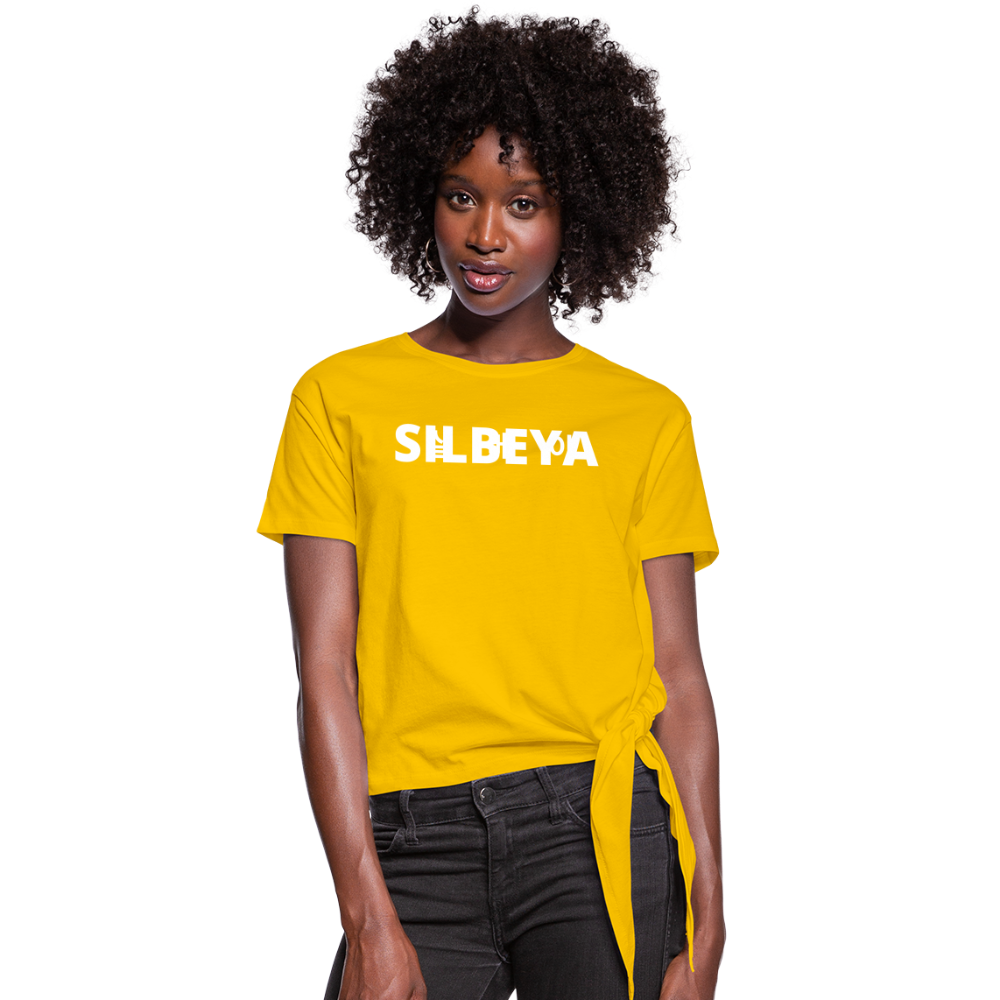 SILBEYA TRAILBLAZER | Women Knotted Cotton T-Shirt Yellow | TSWKCTSYLWL2 - sun yellow